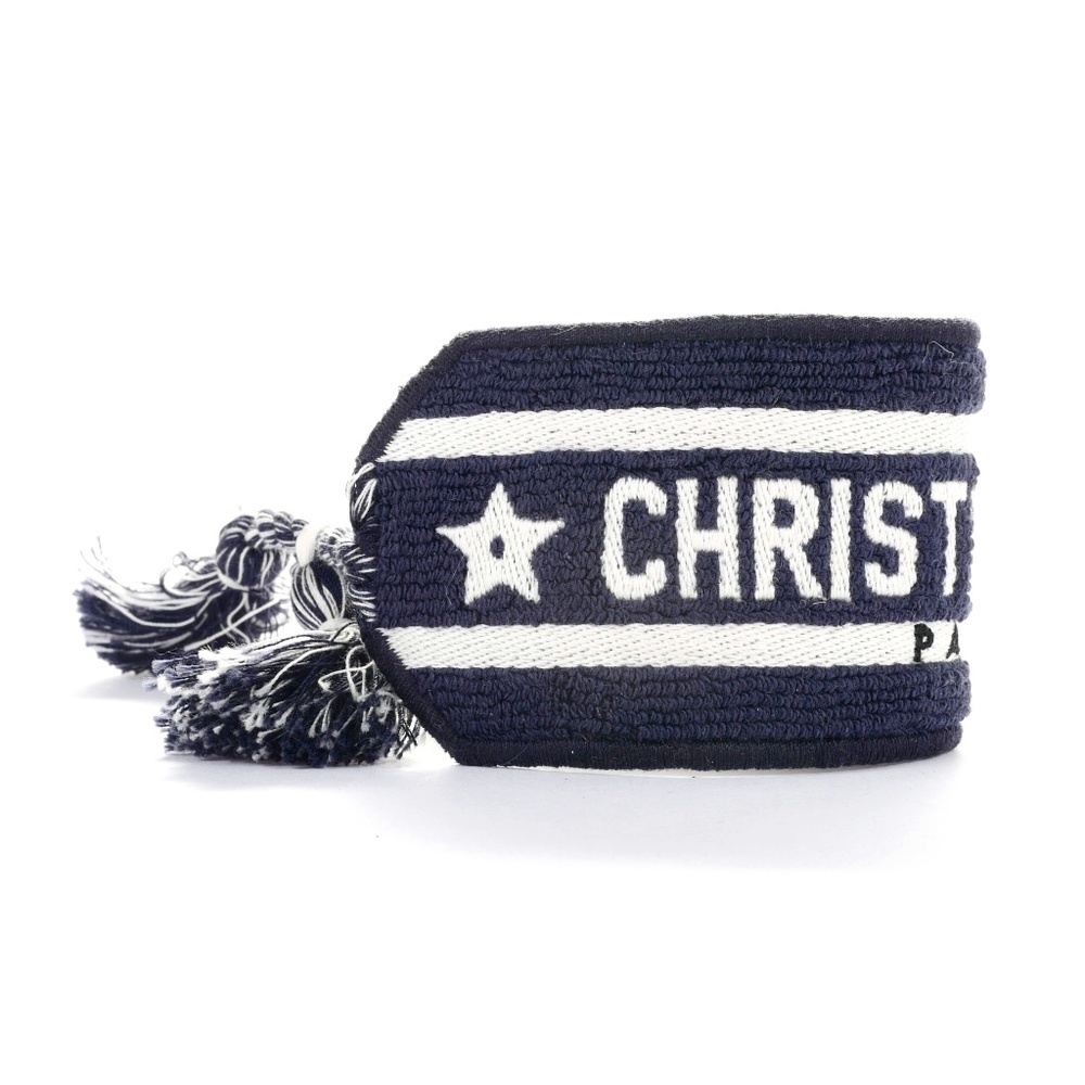 Dior Woven Cuff/Bracelet - White & Navy Blue - New